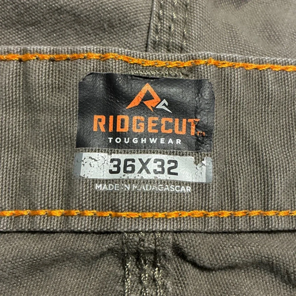Ridgecut Toughwear Men's Size‎ 36x32 Canvas Cargo Pants Olive Utility Workwear
